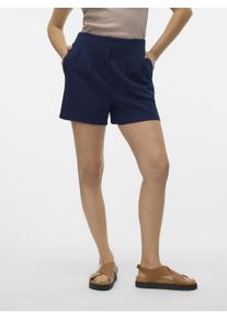 V&eacute;ro Moda Shorts VERO MODA "VMJESMILO HW SHORTS WVN NOOS", Damen, Gr. M (38), N-Gr, navy blazer, Web, Obermaterial: 55% Viskose, 45% Leinen, unifarben, regular fit kurz, Hosen Shorts, Viskosemischung, regular fit, mit Leinen