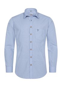 N&uuml;bler Trachtenhemd N&Uuml;BLER "Trachtenhemd langarm Pelle", Herren, Gr. M, EURO, blau, Obermaterial: 65% Baumwolle CO. 35% Polyester PES., Hemden Trachtenhemd