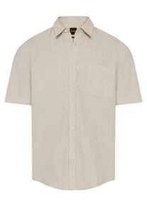 Kurzarmhemd BOSS Orange, Damen, Gr. S, N-Gr, open grau070, Web, Obermaterial: 100% Baumwolle, unifarben, regular fit normal, Rundhals, abgesteppte Kante, Hemden Kurzarmhemd, Regular Fit, Kentkragen, Kurzarm