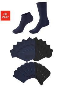 H.I.S. Basicsocken H.I.S, Damen, Gr. 35-38, 10x marine, 10x schwarz, Baumwollmischung, unifarben, elastisch, Socken Basicsocken, zwei L&auml;ngen im Kombi Pack