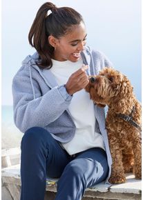 Fleecejacke ELBSAND, Damen, Gr. 38, hellblau, Obermaterial: 100% Polyester. Kapuzenfutter: 100% Polyester, unifarben, gerade h&uuml;ftlang, B&uuml;ndchen, Jacken Fleecejacke, mit Kapuze