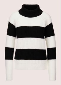 Madeleine Mode Longpullover MADELEINE "Pullover Rollkragen-Pullover", Damen, Gr. 36/38, schwarz (schwarz, wollwei&szlig;), Obermaterial: 25% Alpaka WP. 25% Polyamid PA. 25% Schurwolle WV. 25% Viskose CV., Modern, normal, Pullover Longpullover