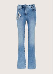 Madeleine Mode Regular-fit-Jeans MADELEINE "Jeans Bootcutjeans mit floraler Stickerei", Damen, Gr. 46, N + K Gr, beige (bleached), Obermaterial: 98% Baumwolle CO. 2% Elasthan EL., Jeans Regular-fit-Jeans