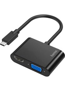 Hama USB-Adapter "Video-Adapter 2in1 USB-C-Stecker-VGA & HDMI&trade;-Buchse Ultra-HD 4K", schwarz, B:9cm H:2,5cm T:23cm, Adapter, USB-Adapter