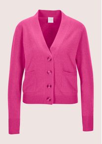 Madeleine Mode Strickjacke MADELEINE "Cardigan Elegante Kaschmirjacke mit V-Ausschnitt", Damen, Gr. 44/46, pink (magenta), Obermaterial: 100% Kaschmir WS., Modern, Strickjacken Strickjacke, Good-Cashmere-Qualit&auml;t