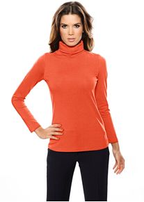 Rollkragenshirt Heine "Rollkragen-Shirt", Damen, Gr. 46, orange, 95% Baumwolle, 5% Elasthan, unifarben, Shirts Rollkragenshirt