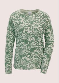 Madeleine Mode Longpullover MADELEINE "Strickpullover Fr&uuml;hlingshafter Kaschmirpullover mit floralem Print", Damen, Gr. 48, wei&szlig; (perlwei&szlig;, hellsalbeigr&uuml;n), Obermaterial: 100% Kaschmir WS., Modern, Pullover Longpullover, Good Kaschmir