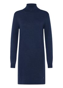 Strickkleid oxmo "Strickkleid OXAIDA ROLLNECK", Damen, Gr. M, N-Gr, blau (total eclipse melange), Obermaterial: 70% Viskose CV. 30% Polyamid PA., Kleider Strickkleid