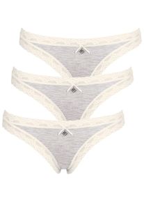 like it! String LIKE IT "3er Pack Damen String Kim", Damen, Gr. S, bunt (ivory grau), Stoff, Obermaterial: 95% Modal CMD. 5% Elasthan EL., Unterhosen String