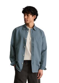 Marc O'Polo Langarmhemd MARC O'POLO DENIM, Damen, Gr. XL, N-Gr, cadet blau, Web, Obermaterial: 50% Baumwolle, 50% Leinen, regular fit normal, 1-Knopf-Manschette, Hemden Langarmhemd, regular fit aus Leinen und Bio-Baumwolle, Kentkragen