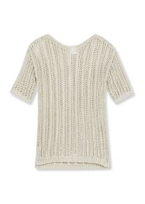 Madeleine Mode Longpullover MADELEINE "Strickpullover Luftiger Sommerpullover mit Ajour-Muster", Damen, Gr. 34, blau (kitt), Obermaterial: 75% Baumwolle CO. 25% Polyamid PA., Modern, gerade, U-Boot-Ausschnitt, Pullover Longpullover