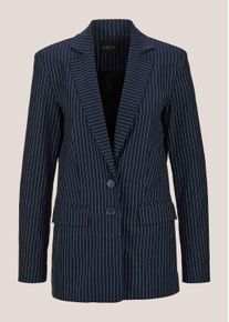 Madeleine Mode Longblazer MADELEINE "Blazer Langer, taillierter Blazer", Damen, Gr. 40, blau (marine, wei&szlig;), Obermaterial: 70% Viskose CV. 19% Polyamid PA. 8% Polyester PES. 3% Elasthan EL., Modern, normal, Blazer Longblazer