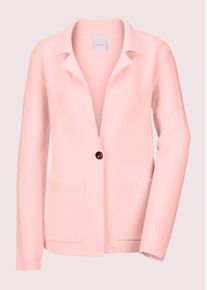 Madeleine Mode Strickjacke MADELEINE "Strickblazer Strickjacke aus Merinowolle und Kaschmir", Damen, Gr. 44, rosa (puderros&eacute;), Obermaterial: 90% Schurwolle WV. 10% Kaschmir WS., Modern, normal, Strickjacken Strickjacke, 1-Knopf Strickblazer