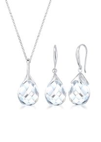 Ohrring und Ketten Set Elli "Schmuckset Tropfen Bergkristall Wei&szlig; 925 Sterling Silber" Gr. 60, silber, Schmuck_Sets, Herren, Blacklist, Silber 925 (Sterlingsilber), Ohrring und Ketten Set