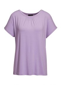 Langarm-Poloshirt GOLDNER "Bequemes Rundhalsshirt aus gl&auml;nzender Qualit&auml;t", Damen, Gr. 44, lila (flieder), Obermaterial: 91% Modal CMD. 9% Elasthan EL., normal, Sonstiges, Shirts Langarm-Poloshirt, Ohne