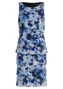 Cocktailkleid Vera Mont "Cocktailkleid mit Volant", Damen, Gr. 38, EURO, blau (dunkelblau, blau), 100% Polyester PES., Kleider Cocktailkleid