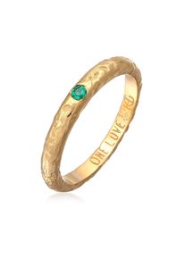 Silberring HAZE & GLORY "Ring One Love Smaragd - 375 Gelbgold" Gr. 54, gold, Fingerringe, Damen, 54, Gelbgold 375, Silberring
