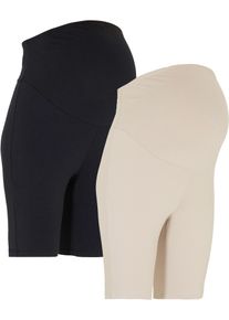 Radlerhose bonprix, Damen, Gr. 44/46 (L), N-Gr, schwarz, beige, Jersey, Obermaterial: 95% Baumwolle, 5% Elasthan, skinny fit, Hosen Radlerhose, aus elastischem Material, mit Jerseybund, kurze Leggings