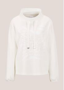 Madeleine Mode Langarmshirt MADELEINE "Sweater L&auml;ssiges Sweatshirt mit Print", Damen, Gr. 40, wei&szlig; (wollwei&szlig;), Obermaterial: 55% Polyester PES. 38% Viskose CV. 7% Elasthan EL., Modern, normal, Shirts Langarmshirt