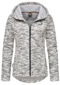 Kapuzensweatjacke Ragwear "Kapuzenstrickjacke Lyshka Melange", Damen, Gr. XL, grau (ash), Obermaterial: 56% Baumwolle CO. 44% Polyester PES. Futter: 100% Polyester PES., Sweatjacken Kapuzensweatjacke