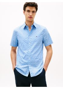 Kurzarmhemd Tommy Hilfiger "FLEX POPLIN PRINT Regular Fit", Herren, Gr. S, N-Gr, sweet blau, allover, Web, Obermaterial: 100% Baumwolle, regular fit normal, Hemden Kurzarmhemd