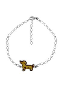 Armband OSTSEE-SCHMUCK "- Dackel - Silber 925/000 - Bernstein" Gr. 21, silber (silber 925, silberfarben, wei&szlig;), Armb&auml;nder, Damen, Silber 925 (Sterlingsilber), Armband
