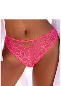 String Lascana "Fabia", Damen, Gr. 48/50, blau (pink), Spitze, Obermaterial: 90% Polyamid, 10% Elasthan, Unterhosen String, aus edler Stickereispitze in dezent transparenter Optik