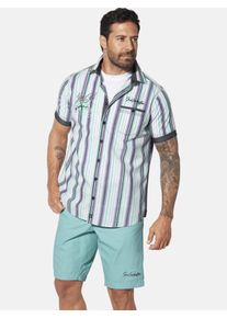 Streifenhemd Jan Vanderstorm "Kurzarmhemd SVENHART", Herren, Gr. XL, weit, wei&szlig; (wei&szlig; gestreift), Obermaterial: 100% Baumwolle CO., Hemden Streifenhemd