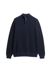 Sweatshirt Superdry "Strickpullover Cotton Texture Henley", Herren, Gr. 3XL, blau (dunkelblau), Obermaterial: 100% Baumwolle CO., Sweatshirts Sweatshirt