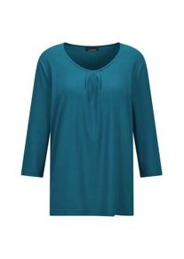 Kurzarmshirt GOLDNER "Viskose-Oberteil mit Halbarm", Damen, Gr. 42, gr&uuml;n (petrol), Obermaterial: 95% Viskose CV. 5% Elasthan EL., Modisch, Shirts Kurzarmshirt, Falten