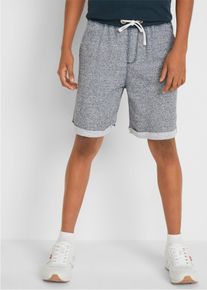 Sweatbermudas bonprix, Jungen, Gr. 170, N-Gr, blau (dunkelblau meliert), Obermaterial: 60% Baumwolle, 40% Polyester. Besatz: 95% Baumwolle, 5% Elasthan, loose fit, Hosen Sweatbermudas, aus Baumwolle und Polyester, lockere Passform, mit gekrempeltem Saum