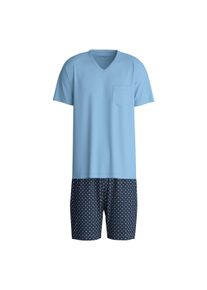 Schlafanzug Calida "Pyjama Relax Streamline Pyjama", Damen, Gr. M, bunt (blau), Obermaterial: 100% Baumwolle CO., Homewear-Sets Schlafanzug