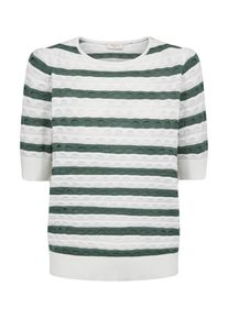 Strickpullover Freequent "FQDODO-PULLOVER", Damen, Gr. S, star off, wei&szlig; with schwarz forest, Feinstrick, Obermaterial: 100% Baumwolle, gestreift, normal, Rundhals, Pullover Strickpullover, bequeme Passform, gestreifte Optik