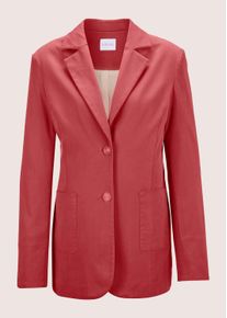 Madeleine Mode Jackenblazer MADELEINE "Blazer Einreihiger Longblazer", Damen, Gr. 42, rosa (rosenholz), Obermaterial: 62% Lyocell CLY. 34% Baumwolle CO. 4% Elasthan EL., Modern, normal, Blazer Jackenblazer