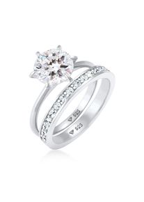 Ring-Set Elli "Ring Kristalle Eternity (2 tlg) 925 Silber" Gr. 50, silber, Fingerringe, Damen, 50,mit Stein, Silber 925 (Sterlingsilber), 10mm, Ring-Set