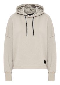 Kapuzenpullover oxmo "Hoodie OXSanni", Damen, Gr. L, beige (oyster), Obermaterial: 55% Polyester PES. 45% Baumwolle CO., Pullover Kapuzenpullover