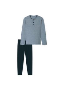 Schlafanzug Schiesser "Pyjama Casual Essentials", Herren, Gr. XXL, blau (dunkelblau, grau), Obermaterial: 100% Baumwolle CO., Homewear-Sets Schlafanzug