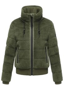 Pl&uuml;schjacke Navahoo "Pl&uuml;schjacke Schneepuder 14", Damen, Gr. XL, gr&uuml;n (olive leaf), Obermaterial: 100% Polyester PES. Obermaterial: Futter: 100% Polyester PES. 100% Polyester PES., Jacken Pl&uuml;schjacke