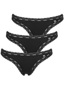 like it! String LIKE IT "3er Pack Damen String Olivia", Damen, Gr. L, schwarz, Stoff, Obermaterial: 92% Polyamid PA. 8% Elasthan EL., Unterhosen String