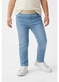Jeansleggings name it "NMFSALLI SLIM SWE JEANS 1190-BO NOOS", M&auml;dchen, Gr. 92, N-Gr, light blau denim, Sweatware, Obermaterial: 95% Baumwolle, 5% Elasthan, kontrastfarbene Details, leichte Abriebeffekte, unifarben, slim fit lang, Jeans Jeansleggings