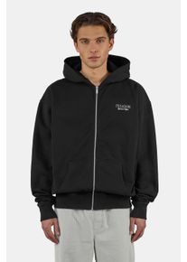 Kapuzensweatjacke Pegador "Dragor Oversized Sweat Jacket", Damen, Gr. XXL, washed schwarz, Sweatware, Obermaterial: 80% Baumwolle, 20% Polyester, bedruckt, oversize normal, ohne Ausschnitt, Rippb&uuml;ndchen, Sweatjacken Kapuzensweatjacke, Baumwollmischung, oversize