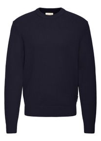 Strickfleece-Pullover Casual Friday "Strickpullover CFANDRO", Herren, Gr. L, blau (schwarz navy melange), Obermaterial: 50% Polyacryl PAN. 28% Polyester PES. 22% Nylon NY., Pullover Strickfleece-Pullover