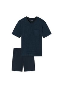 Schlafanzug Schiesser "Pyjama Casual Essentials", Damen, Gr. S, blau (dunkelblau), Obermaterial: 100% Baumwolle CO., Homewear-Sets Schlafanzug