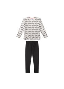 Schlafanzug Sanetta "Pyjama Pyjama Teenager lang Stars", M&auml;dchen, Gr. 140, bunt (schwarz, wei&szlig;), Obermaterial: 100% Baumwolle CO., Homewear-Sets Schlafanzug