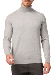 Rollkragenpullover INDICODE "INBurns", Herren, Gr. S, grau (lt grau mel), Strick, Obermaterial: 80% Baumwolle, 20% Polyester, meliert, unifarben, regular fit normal, Rundhals, B&uuml;ndchen, Pullover Rollkragenpullover