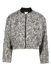 BETTY & CO Jackenblazer BETTY & CO "Blouson mit Pailletten", Damen, Gr. 46, schwarz (schwarz, silber), Obermaterial: 100% Polyester PES., Blazer Jackenblazer