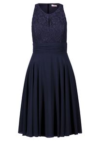 Abendkleid Vera Mont "Abendkleid mit Spitze", Damen, Gr. 50, EURO, blau (night sky), 100% Polyester PES., Kleider Abendkleid