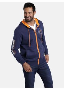 Kapuzensweatjacke Jan Vanderstorm "Sweatjacke RODERICH", Herren, Gr. 5 XL, blau (dunkelblau), Obermaterial: 100% Baumwolle., Sweatjacken Kapuzensweatjacke