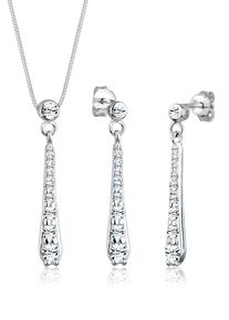 Ohrring und Ketten Set Elli "Schmuckset Wei&szlig; 925 Sterling Silber, mit Kristallen von Swarovski" Gr. 45, silber, Schmuck_Sets, Herren, 45, Ohrring und Ketten Set