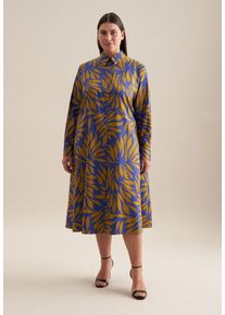 Sommerkleid Seidensticker "Schwarze Rose", Damen, Gr. 5XL50, Normalgr&ouml;&szlig;en, gelb, 100% Baumwolle, bedruckt, regular fit, Kleider Sommerkleid, Langarm Kragen Druck